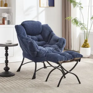 Streamdale Lazy Chair Ottoman Navy Blue