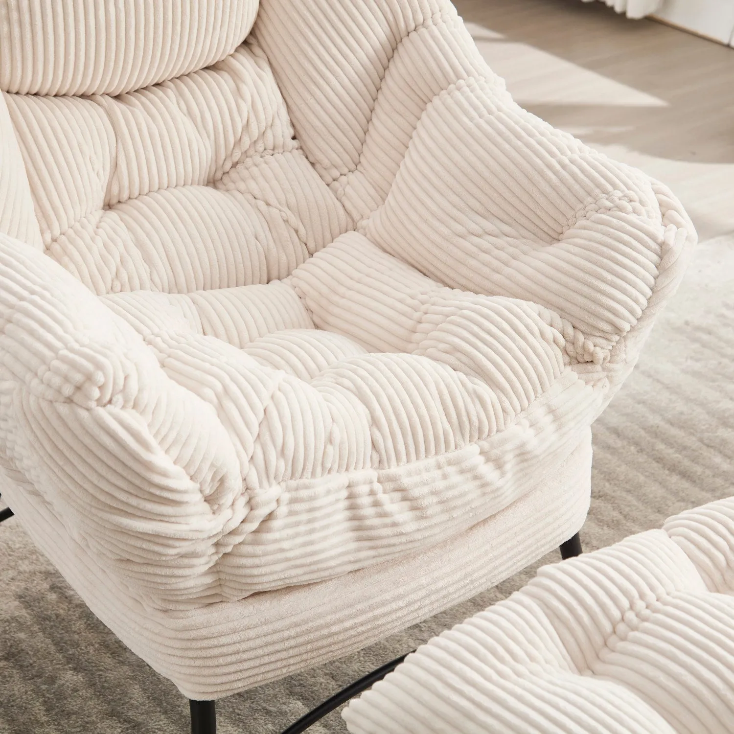 Streamdale Lazy Chair with Ottoman - White