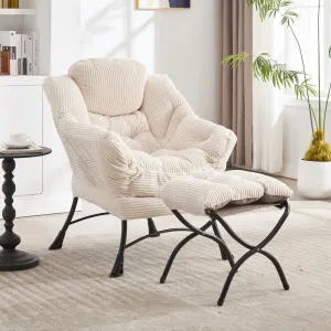 Streamdale Lazy Chair with Ottoman - White