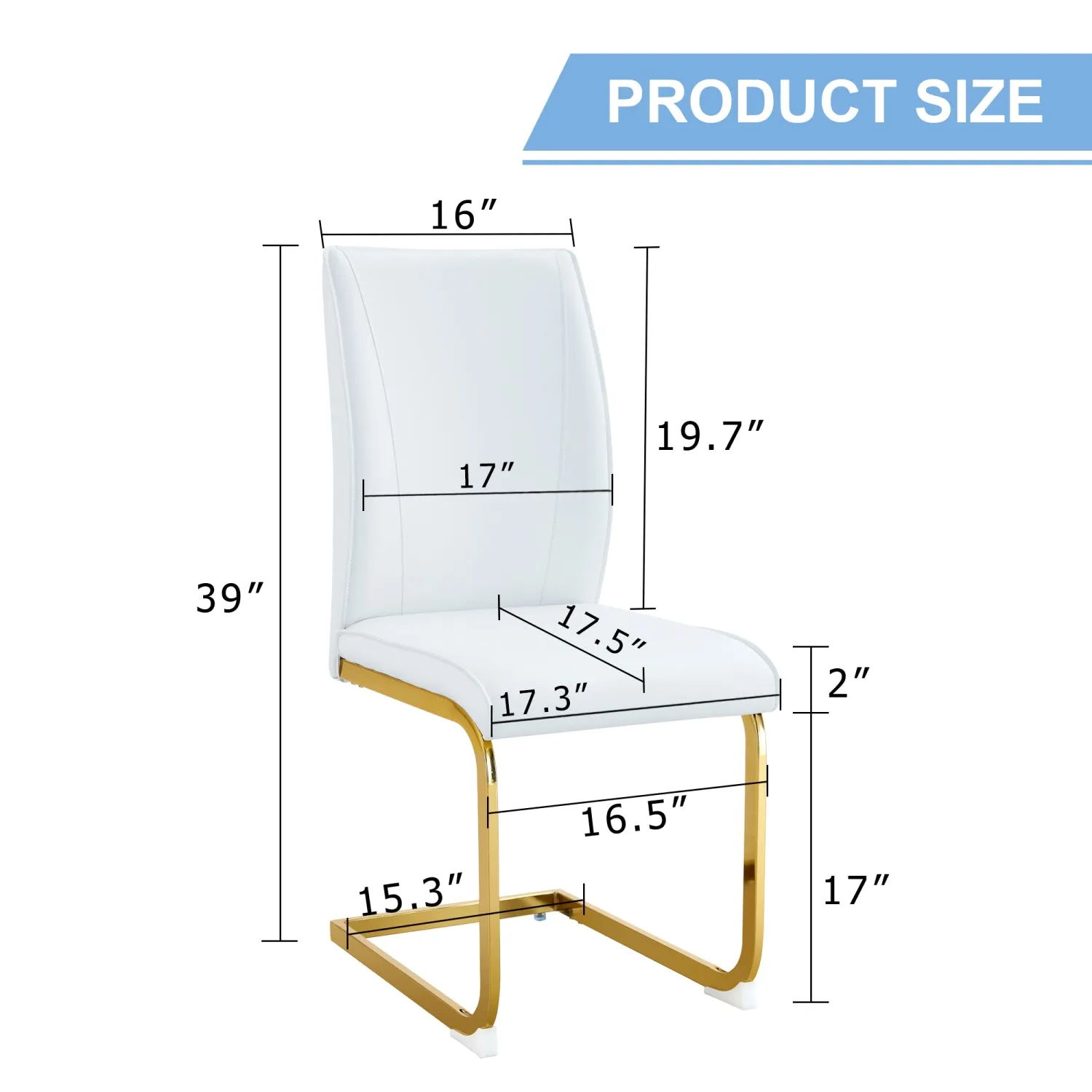 Streamdale Luxury White PU Dining Chair Set - Gold Legs (8 Chairs)