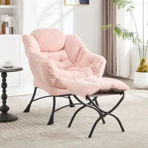 Streamdale Pink Lazy Chair with Ottoman