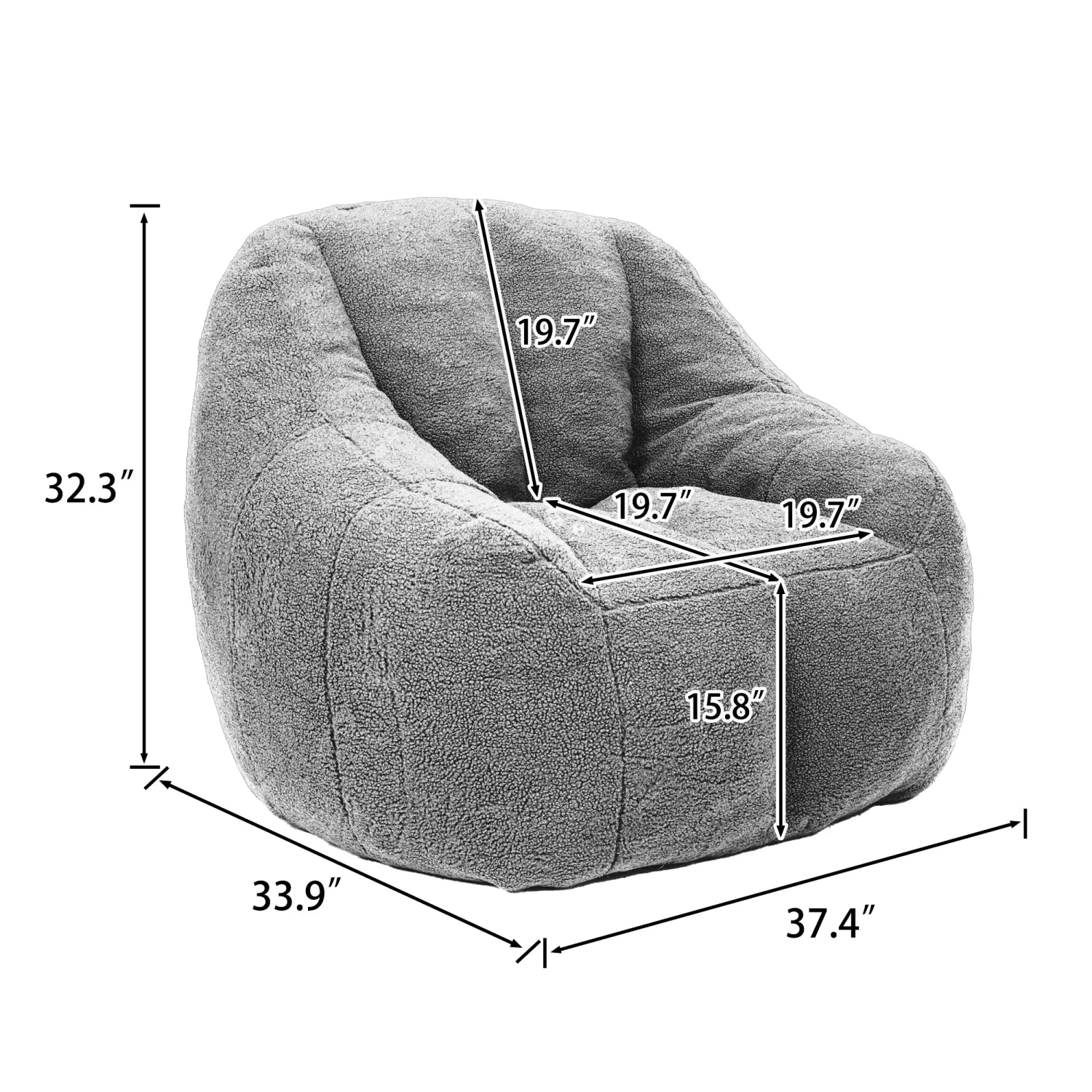 Streamdale Tufted Bean Bag Chair with Memory Foam Filling