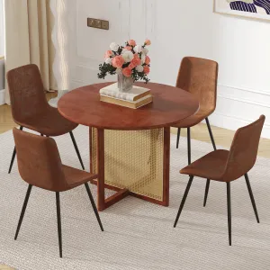 Streamdale Walnut Round Dining Set: 4 Chairs & 42" Table
