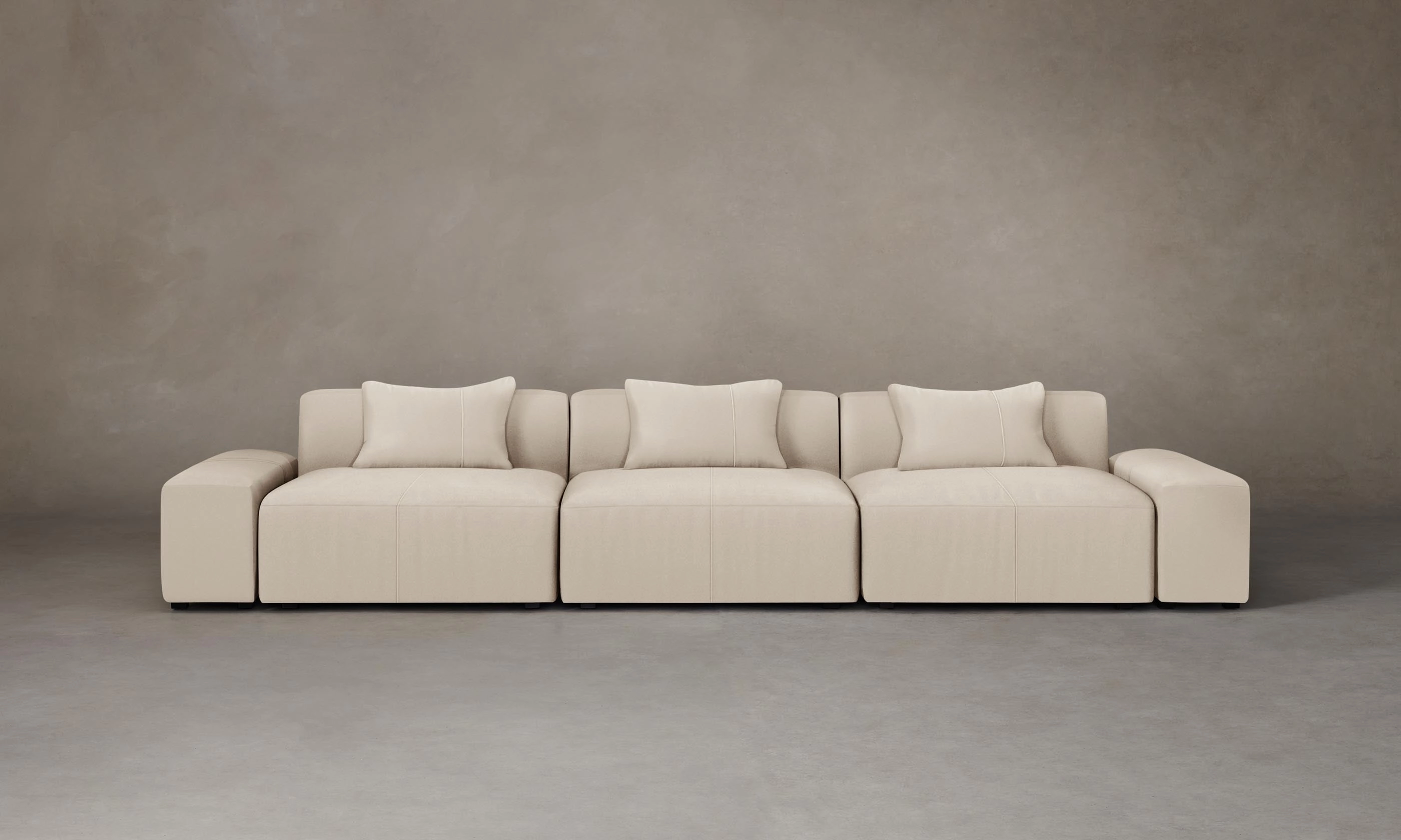 The Breuer Modular Sectional - Pebbled Leather Stone