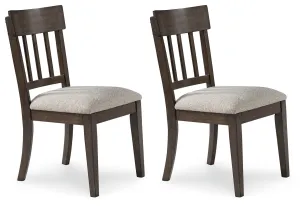 Veramond Gray / Dark Brown Dining Upholstered Slat Back Side Chair